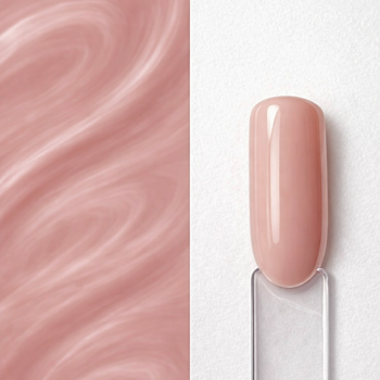 Top Coat Nude Beige N9 aplicat pe o mostră ovală pentru unghii, cu efect nude bej translucid și textura lucioasă a produsului în fundal